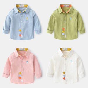 boys' baby cotton coat 2024 spring and autumn new children's shirt girls' casual shirt all match western style long sleeve